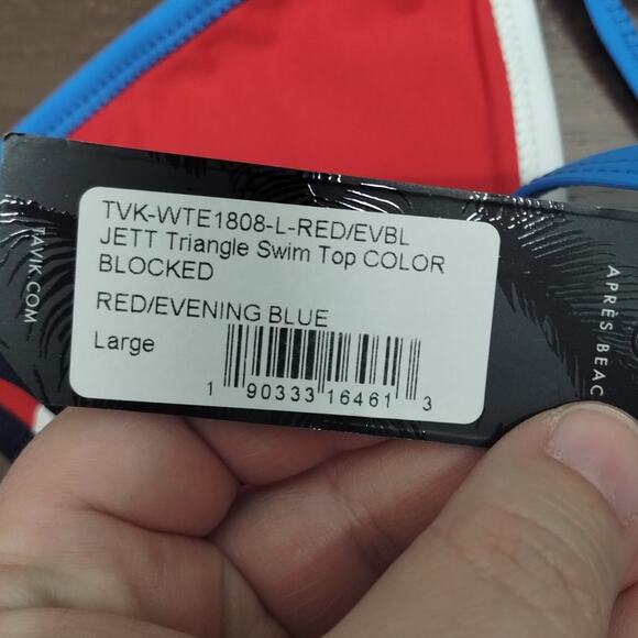 Tavik Swimwear NWT Size Large Jett Swim Separates Red Triangle Bikini TOP Only - Picture 6 of 6